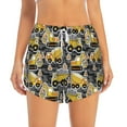 thumbnail image 3 of Uemuo Excavator At Work Pattern Women's Athletic Shorts High Waisted Running Shorts with Liner Pockets Gym Elastic Workout Shorts-Small, 3 of 9