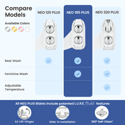 LUXE Bidet NEO 185 Plus – Dual Nozzle, Bidet Attachment, EZ-Lift Hinges, 360° Self-Clean (Chrome)