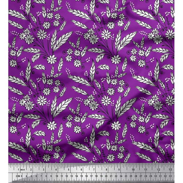 Soimoi Rayon Fabric Leaves & Floral Block Fabric Prints by Yard 42 Inch Wide