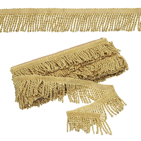 Gold Fringe Trim, 5 Yards x 65mm Fringe Trim Curtain Tassel Fringe Trim Fabric Trims Sewing for Curtain Sofa Clothes DIY Decoration