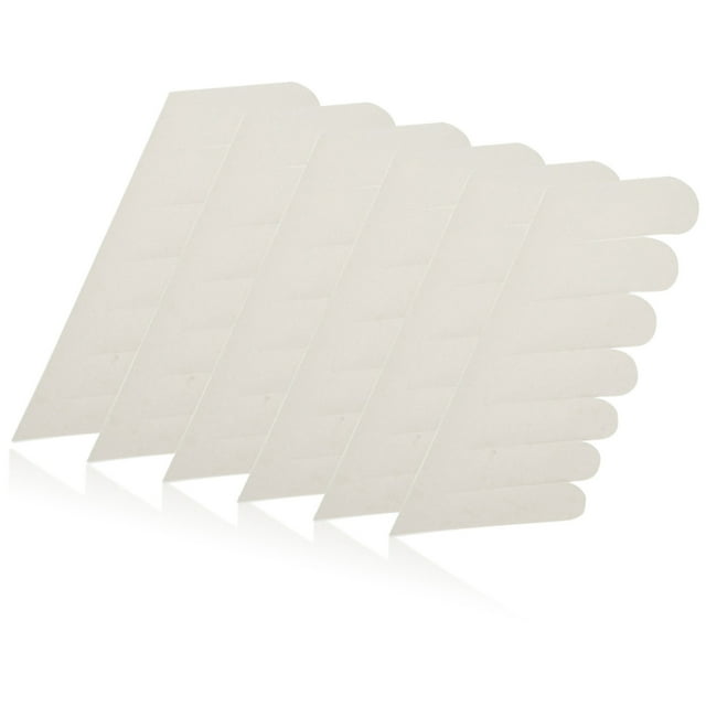 Nail Patch, Adhesive Silk Nail Wrap featuring six white self-adhesive silk nail patches. Made from breathable silk fabric with high transparency and small holes, designed for repairing broken or damaged nail tips, reinforcing nails, and serving as nail protector stickers. Suitable for professional nail art or home use.