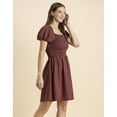 thumbnail image 3 of Moomaya Womens Printed Dress, Square Neck Short Puffed Sleeves Knee Length Short Dress, 3 of 8