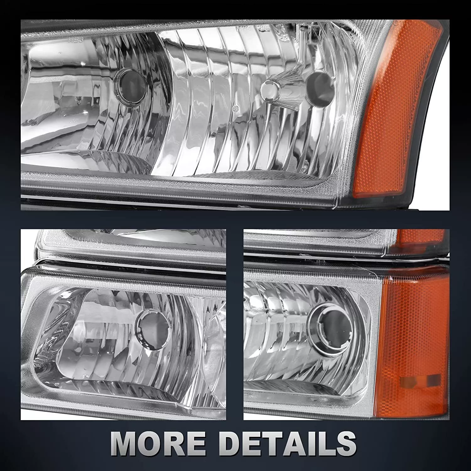 MOSTPLUS Fits 2003-2006 Chevy Silverado Avalance 1500 2500 3500 Chrome Headlights Assembly
