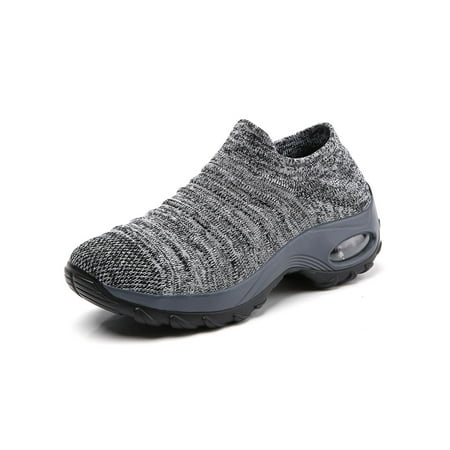 

Glookwis Women Running Shoe Mesh Sneakers Knit Upper Walking Shoes Womens Casual Breathable Sock Sneaker Cushioning Slip On Gray 7