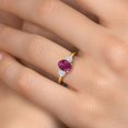thumbnail image 4 of Gem Stone King 18K Yellow Gold Plated Silver Ring Created Ruby Moissanite (1.81 Cttw), 4 of 7