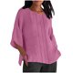 thumbnail image 1 of Tops de Manga Corta para las Mujeres Camiseta de Cuello Redondo de Color Sólido, 1 of 6