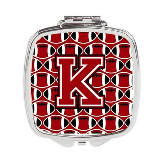 Carolines Treasures  Letter K Football Red - Black & White Compact Mirror