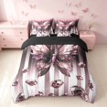 thumbnail image 3 of Homewish Pink Butterfly Twin Bedding, Diamonds Glitters Print Bedding Comforter Set, Black Reversible, 7 Pieces, 3 of 7