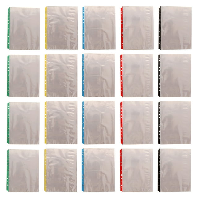 MasteelfCA 100pcs Sheet Protectors Clear Design 11 Hole Paper Cover Loose Leaf Protectors