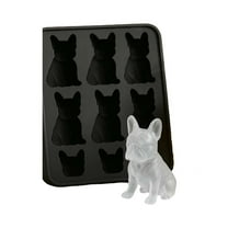 chaungfeng French Bulldog Ice Mold Set,9-Cavity 3D Silicone Dog Shape Ice Tray, Cute Novelty Dog Ice Maker Gift for Bulldog Lover,Whiskey Party Drinks