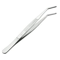 8-Inch Stainless Steel Tweezers with Curved Serrated Tip