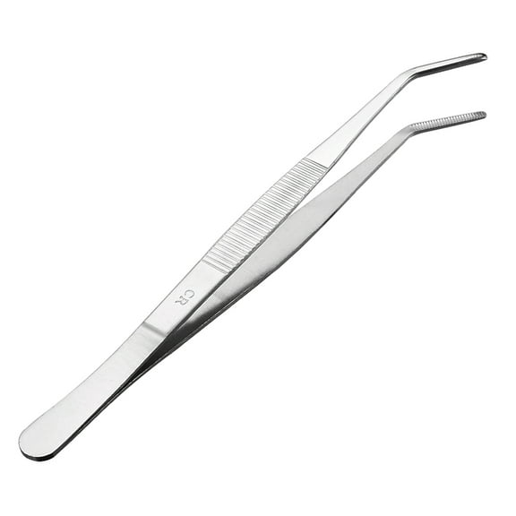 8-Inch Stainless Steel Tweezers with Curved Serrated Tip
