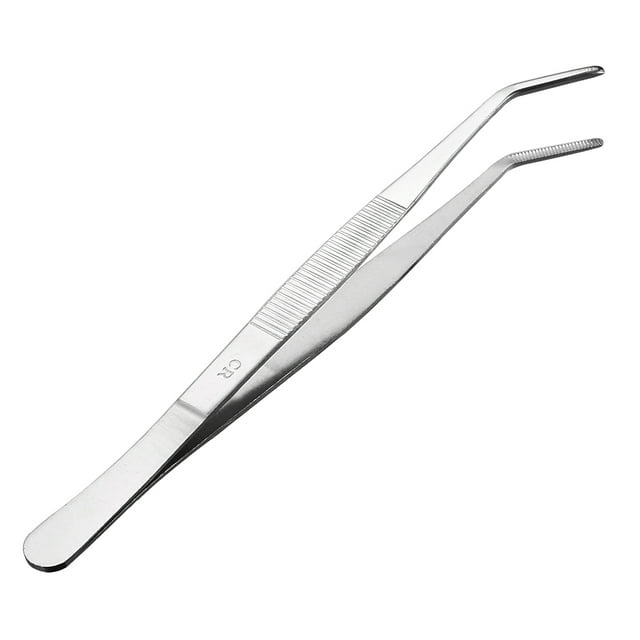 Unique Bargains 8-Inch Stainless Steel Tweezers with Curved Serrated Tip