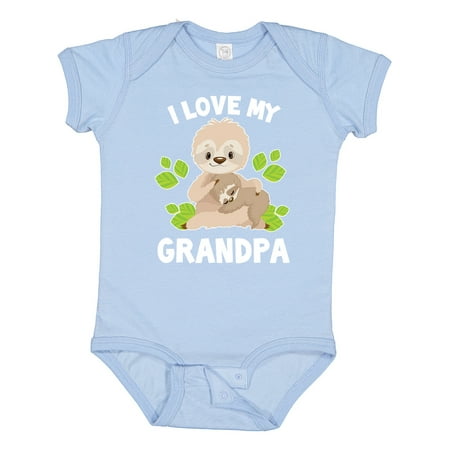 

Inktastic Cute Sloth I Love My Grandpa with Green Leaves Gift Baby Boy or Baby Girl Bodysuit