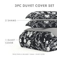 thumbnail image 6 of Noble Linens Black Reversible Secret Garden Print 3-Piece Duvet Cover Set, Full/Queen, 6 of 12