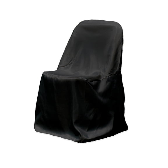 Leading Linens 1 pc Black Polyester Folding Chair Covers - Premium Durable Slipcovers for Party Events Wedding Reception Restaurant Dining Decorations