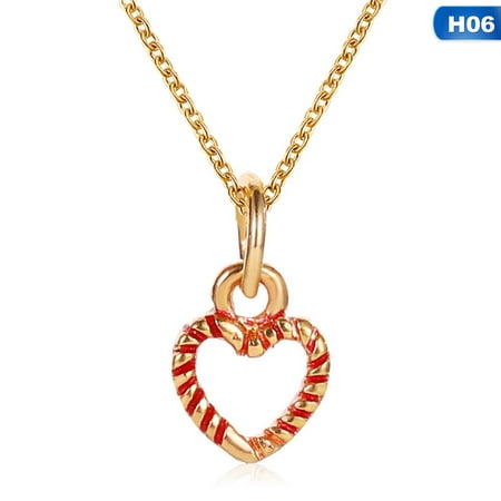 Christmas Tree Jewellery AkoaDa 2019 New Christmas Pendant Necklace Crystal Christmas Tree Heart Snowflake Necklace Christmas Jewelry Gifts ()