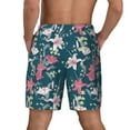 thumbnail image 3 of Kdxio Lilies Flowers Print Men's Swim Trunks with Compression Liner 7 Inch Inseam Quick Dry Swim Shorts, 3 of 7