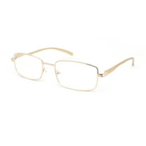 Classic Metal Rim and Arm Narrow Rectangle Reading Glasses Gold  1.0