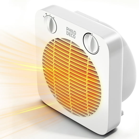 PhiloDeco 1500W Portable Electric Space Heater , Room Heater with Tip-Over and Overheat Protection, Safe and Quiet for Office Home Room Desk Indoor Use , White