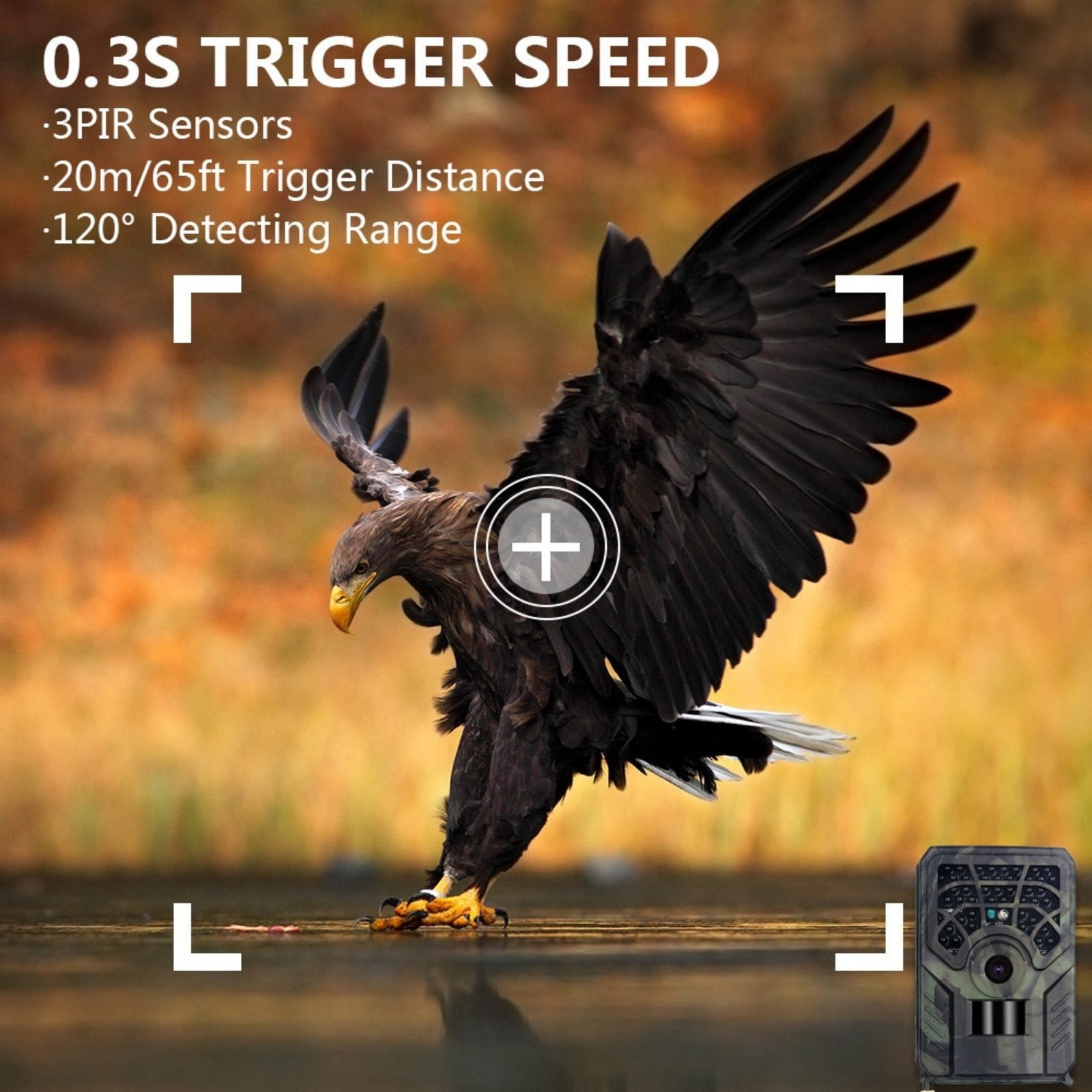 Trail Camera with Infrared Night Vision, Motion Activated Game Camera with 1080P Video, No-Glow IR & Weather-Resistant Design, Wildlife Camera for Outdoor Use