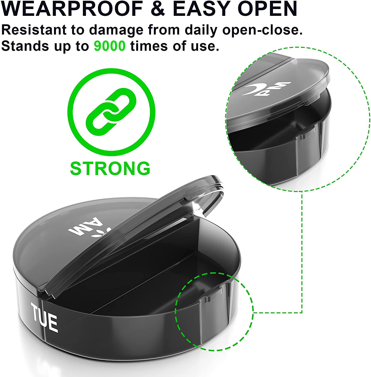 ZzTeck Pill Organizer 2 Times a Day - Weekly AM PM Pill Box Case