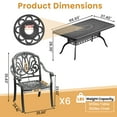 thumbnail image 5 of Hzzkey 7-Piece Rectangle Cast Aluminum Patio Set , Brown Cushions , Umbrella Hole , Black, 5 of 11