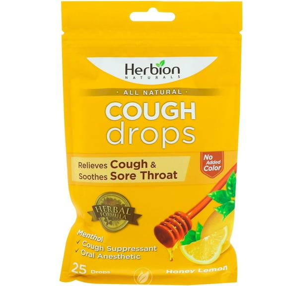 Herbion All Natural Cough Drops Honey Lemon Flavored 25 Ct, Pack of 2