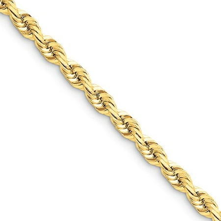 14k Yellow Gold 8in 5.5mm D/C Rope with Lobster Clasp Chain Bracelet