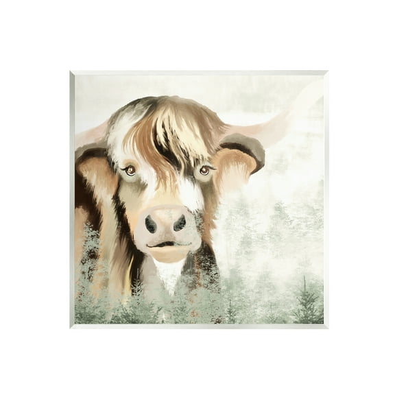 Stupell Highland Cattle Nature Trees Collage Animals & Insects Painting Wall Plaque Unframed Art Print Wall Art
