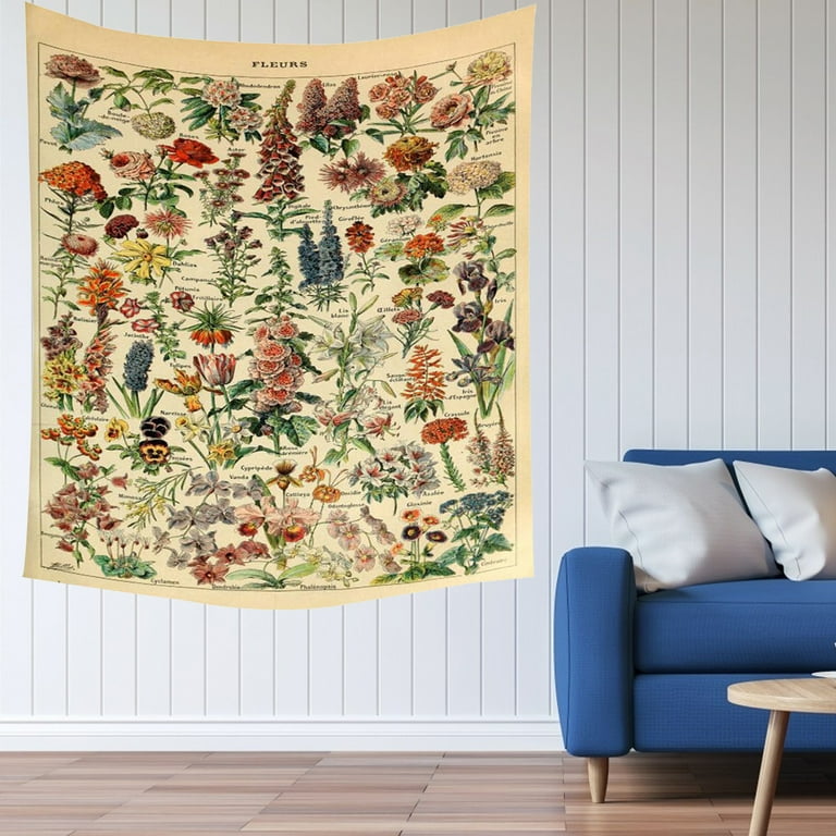 CreativeArrowy Vintage Flower Tapestry Botanical Tapestry For Bedroom Aesthetic Vertical Floral Tapestry For Wall Hanging Room Decor 59 51in Walmart