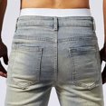 thumbnail image 4 of ZVNAΖH Mens Above The Knee Ripped Stretch Denim Shorts Slim Fit Straight Leg Jean Shorts Comfort Flex Waist Washed Jean Shorts, 4 of 9