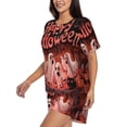 thumbnail image 3 of Womens Pajama Sets With Pocket, Halloween Happy Ghost Pink Lounge Sets Short Sleeve Sleepwear PJ Sets for Women, 3 of 6
