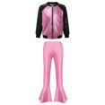 thumbnail image 3 of TiaoBug Kids Girls Gymnastics Sports Dance Set Long Sleeve Sequins Jacket with Bell Bottoms Pants Pink 16, 3 of 7