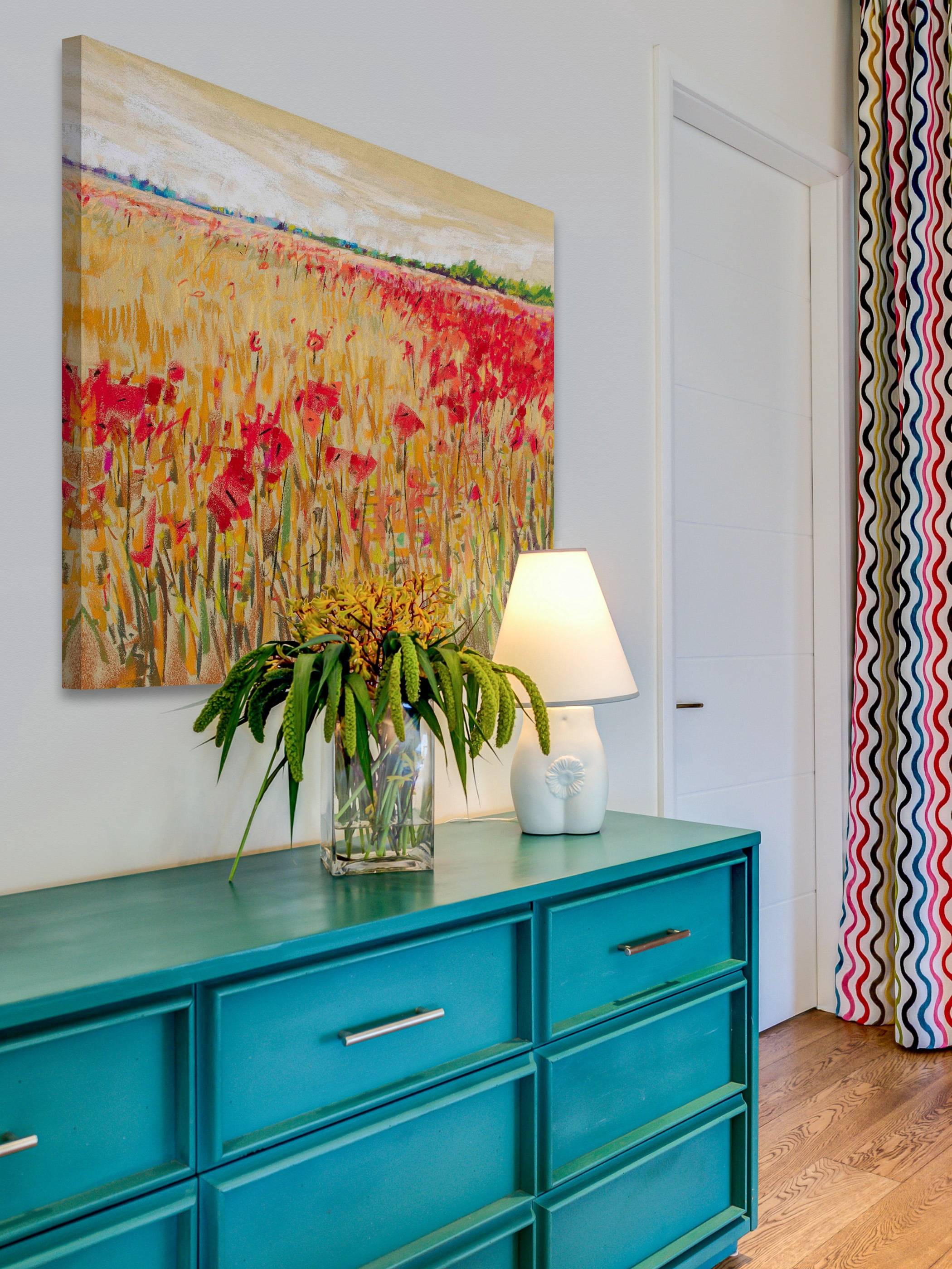 "Corn and Poppies XIV" Painting Print on Wrapped Canvas