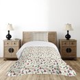 thumbnail image 4 of Ambesonne Mushroom Quilted Bedspread Set 2 Pcs, Leaves Forest Elements, Twin Size, Reseda Green Ruby, 4 of 5