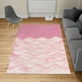 thumbnail image 2 of Ocean Turkish Area Rug, Sea Waves Illustration Features Liquid Ocean Motion Water Tides Image Art, Soft Carpet for Living Room Decor with Distressed Look, 4' X 5.7', Pink Rose, by Ambesonne, 2 of 4