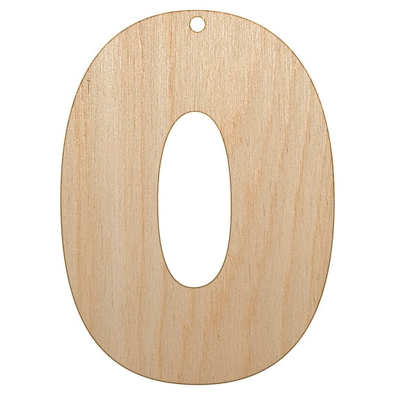 Number 0 Zero Fun Bold Font Wood Holiday Christmas Tree Ornament Unfinished DIY Pre-Drilled Craft