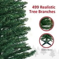 thumbnail image 3 of Christmas Tree HOMCOM 7' Artificial Pencil Christmas Tree, Slim Xmas Tree with 499 Realistic Branch Tips and Plastic Stand, Green,Flocked Christmas Tree, 3 of 9