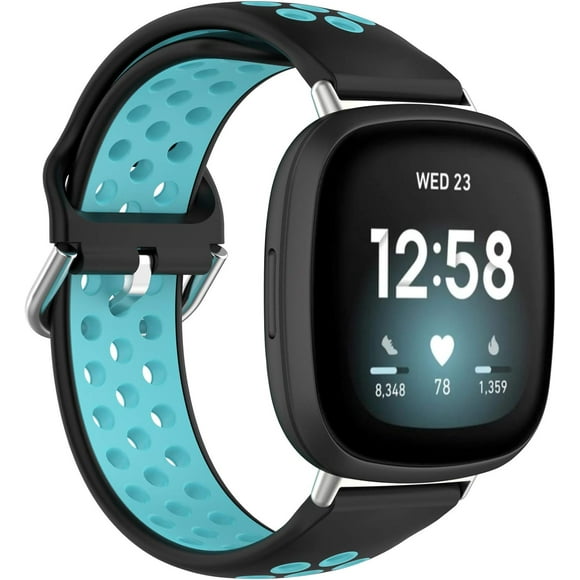 GFDYREE Compatible with Fitbit Versa 4 / Versa 3 / Sense 2 / Fitbit Sense Bands with Metal Connector, Soft Silicone Wristband for Men Women Breathable Bracelet Lightweight Sport Strap for Ve