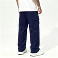 thumbnail image 5 of Resicozy Baggy Sweatpants Men Wide Leg Casual Joggers Cotton Loose Drawstring Elastic Waist Pants with Pockets Navy XL, 5 of 8