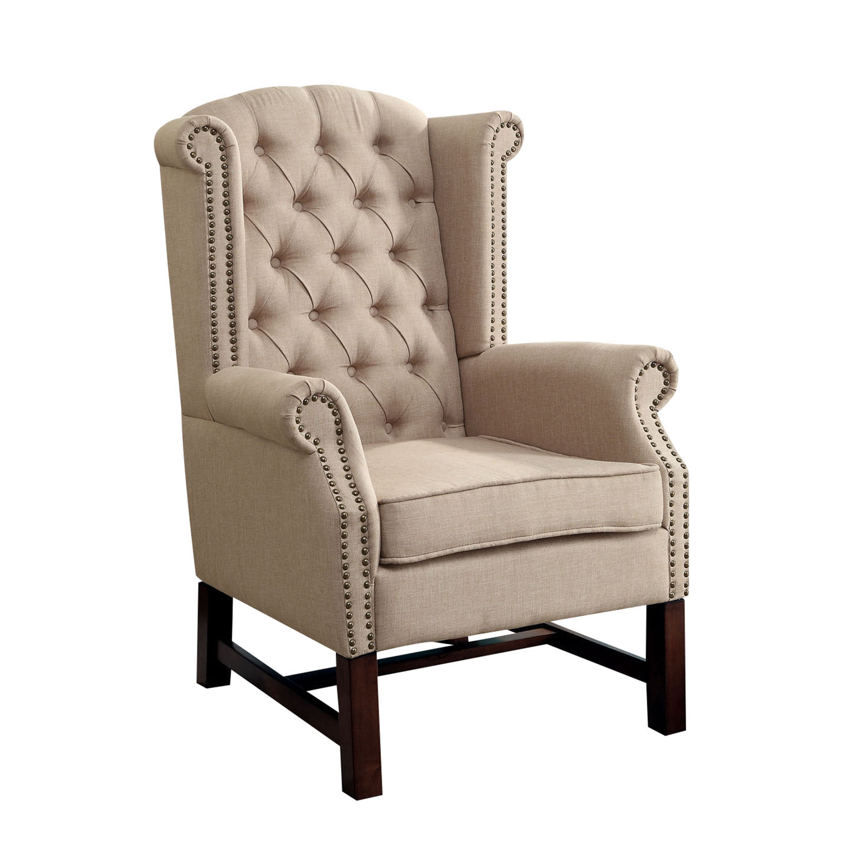 ACME Manly Accent Chair, Beige Fabric - Walmart.com