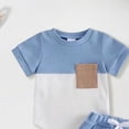 thumbnail image 4 of mgoYE Newborn Baby Boy Summer Outfit Set Contrast Color Romper Tops With Elastic Waist Shorts 0 3 6 12 18 Months Cute Infant Waffle Clothes Size 6-12 Months, 4 of 5