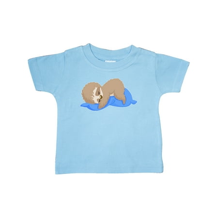 

Inktastic Cute Baby Sloth Sleeping on Blue Pillow Gift Baby Boy or Baby Girl T-Shirt