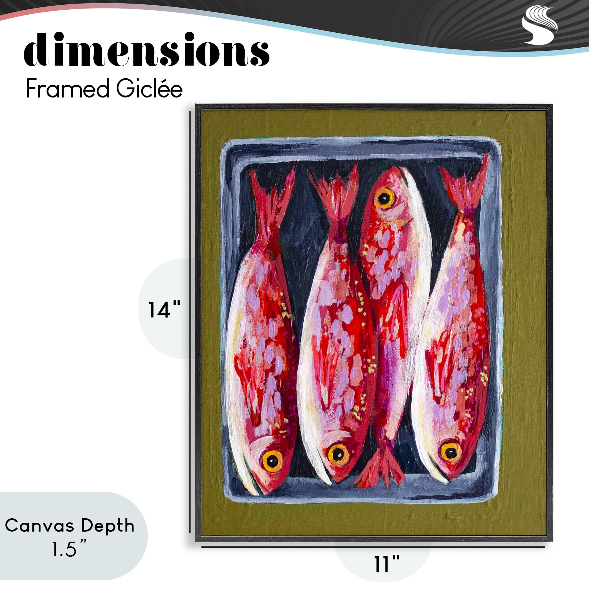 Stupell Industries Red Fish on a Platter Black Framed Giclee Art, design by Rachel Nerney