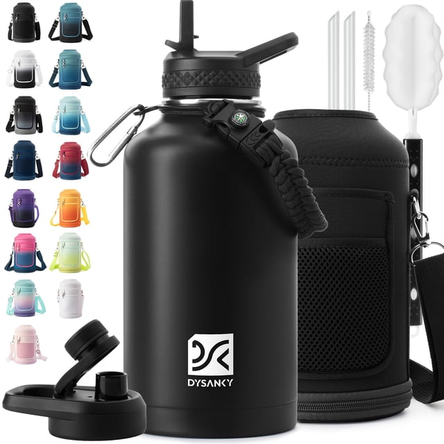 Botella de agua DYSANKY con aislamiento de acero inoxidable de 1,9 L con accesorios