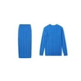 thumbnail image 2 of Women'S Winter Chunky Cable Knit Long Skirt 2 Piece Outfit Sweater Sets Elegant Blue XXL, 2 of 10