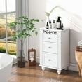 thumbnail image 5 of Gymax Bathroom Floor Cabinet Storage Organizer Nightstand Carved Design w/ 3 Drawers, 5 of 10