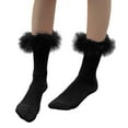 thumbnail image 3 of DHFJKG Winter Crew Socks For Women Fuzzy Trim Solid Color Boot Socks Warm Thermal Soft Stockings, 3 of 6