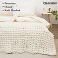 thumbnail image 3 of Mooreeke Chunky Knit Blanket 40"x50" White Cream Soft Washable Chenille Throw Blanket Cozy 100% Handmade Crochet Blankets with Jumbo Chenille Yarn for Couch Bed Sofa Room Decor, 3 of 7